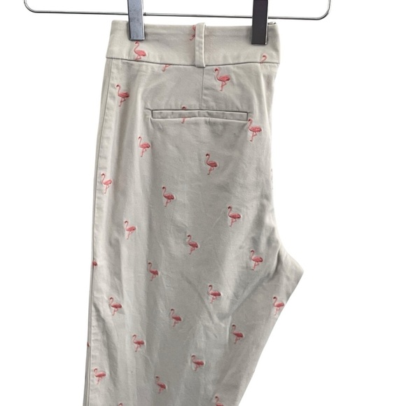 Talbots Cream Pants with Pink Flamingo Embroidery Size 2 - Picture 8 of 12